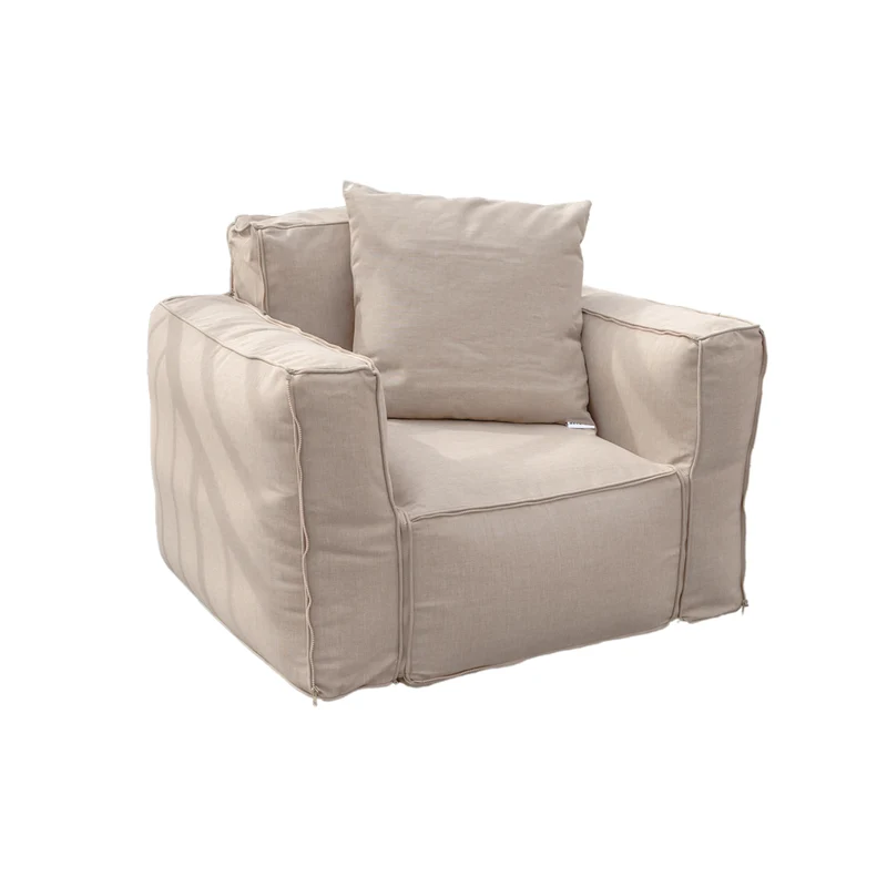 Fauteuil Modulable de Jardin 90x75 Beige - Tissu Olefin & Cœur Gonflable (Pompe Incluse)