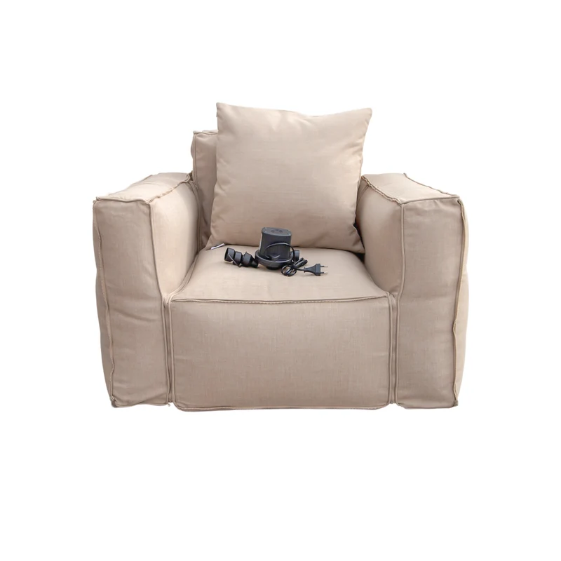 Fauteuil Modulable de Jardin 90x75 Beige - Tissu Olefin & Cœur Gonflable (Pompe Incluse)