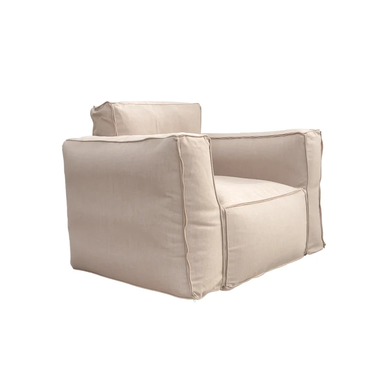 Fauteuil Modulable de Jardin 90x75 Beige - Tissu Olefin & Cœur Gonflable (Pompe Incluse)