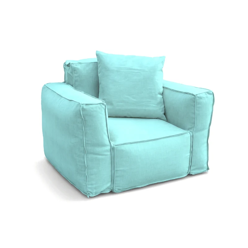Fauteuil Modulable de Jardin 90x75 Bleu Caraïbes - Tissu Olefin & Cœur Gonflable (Pompe Incluse)