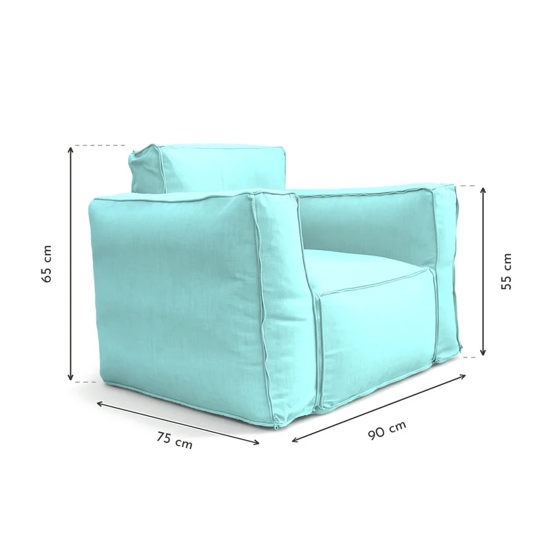 Fauteuil Modulable de Jardin 90x75 Bleu Caraïbes - Tissu Olefin & Cœur Gonflable (Pompe Incluse)