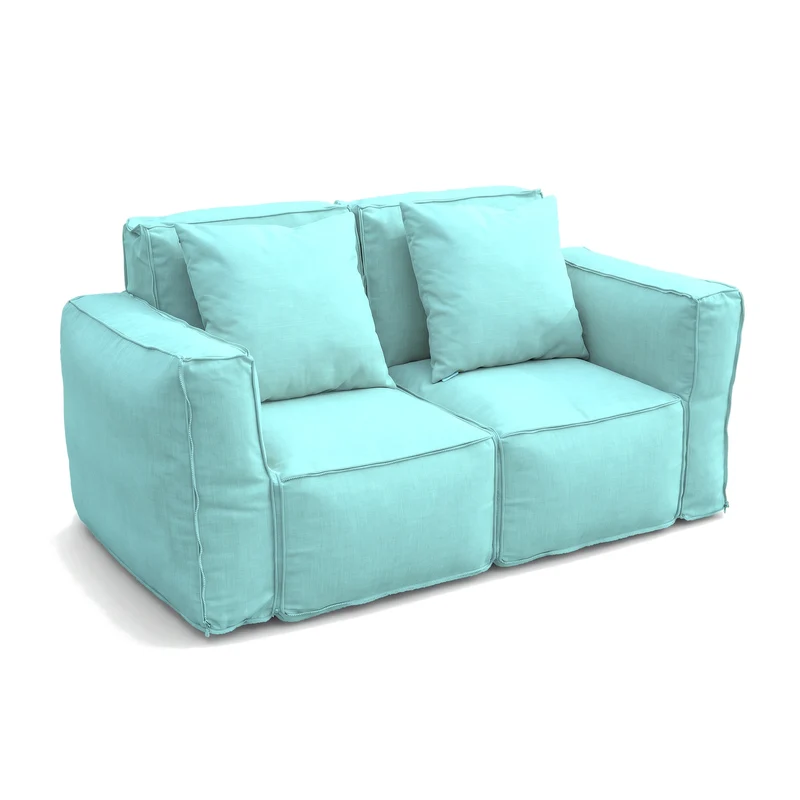 Fauteuil Modulable de Jardin 90x75 Bleu Caraïbes - Tissu Olefin & Cœur Gonflable (Pompe Incluse)