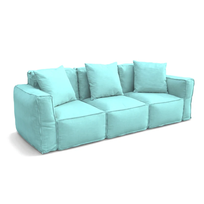 Fauteuil Modulable de Jardin 90x75 Bleu Caraïbes - Tissu Olefin & Cœur Gonflable (Pompe Incluse)