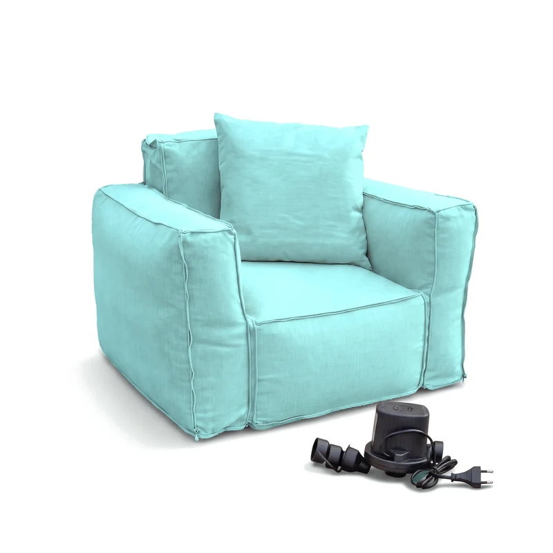 Fauteuil Modulable de Jardin 90x75 Bleu Caraïbes - Tissu Olefin & Cœur Gonflable (Pompe Incluse)