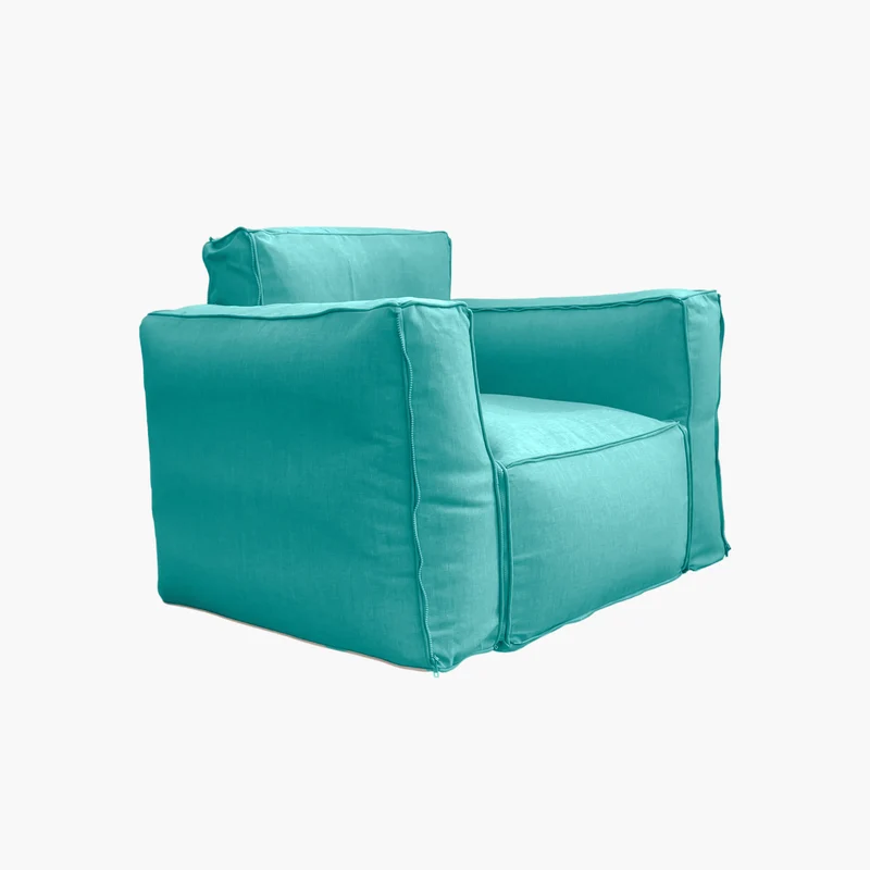Fauteuil Modulable de Jardin 90x75 Bleu Caraïbes - Tissu Olefin & Cœur Gonflable (Pompe Incluse)
