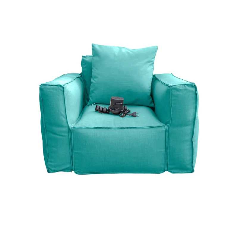 Fauteuil Modulable de Jardin 90x75 Bleu Caraïbes - Tissu Olefin & Cœur Gonflable (Pompe Incluse)