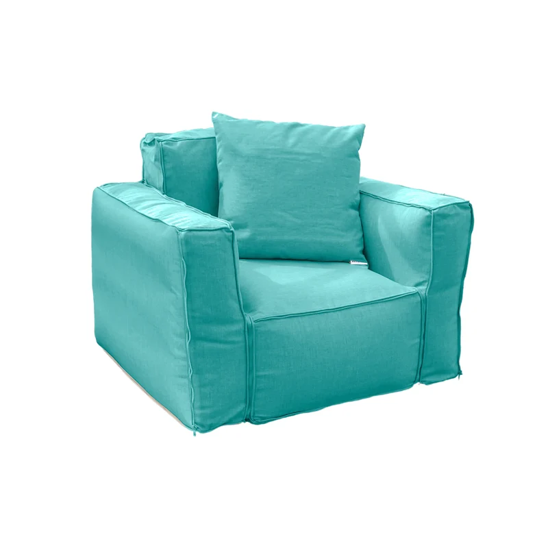 Fauteuil Modulable de Jardin 90x75 Bleu Caraïbes - Tissu Olefin & Cœur Gonflable (Pompe Incluse)