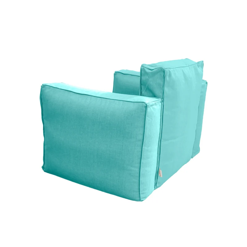 Fauteuil Modulable de Jardin 90x75 Bleu Caraïbes - Tissu Olefin & Cœur Gonflable (Pompe Incluse)