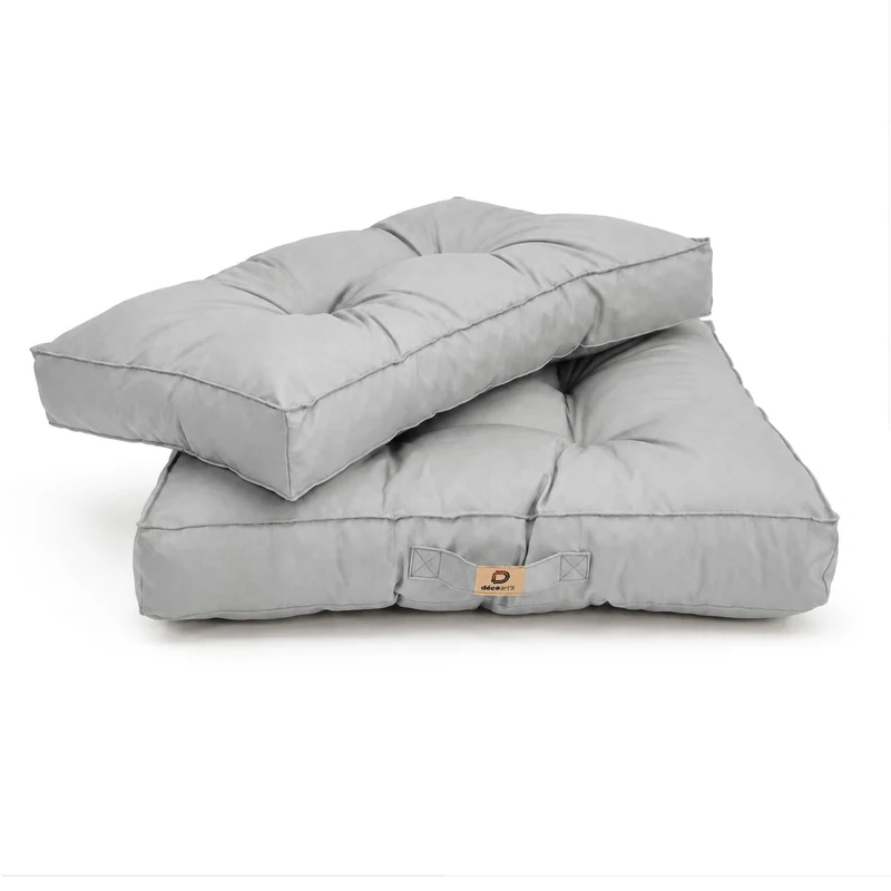 Ensemble Coussins Capitonné 50x50 Gris Galet - Épais 15cm & Moelleux (Assise + Dossier)