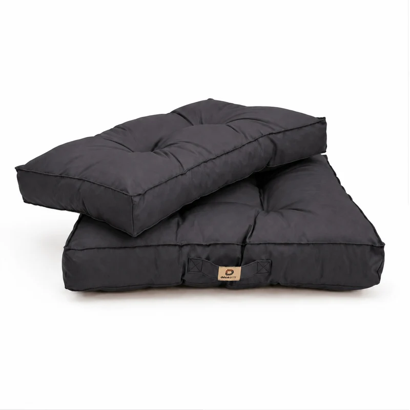 Ensemble Coussins Capitonné 50x50 Gris Carbone - Épais 15cm & Moelleux (Assise + Dossier)