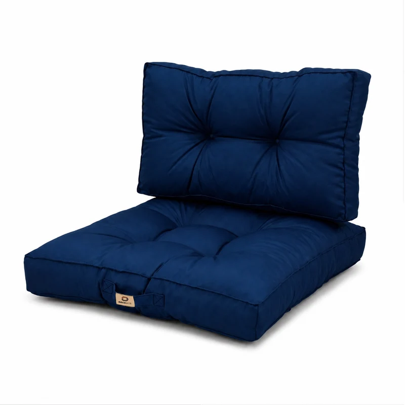 Ensemble Coussins Capitonné 50x50 Bleu Pétrole - Épais 15cm & Moelleux (Assise + Dossier)