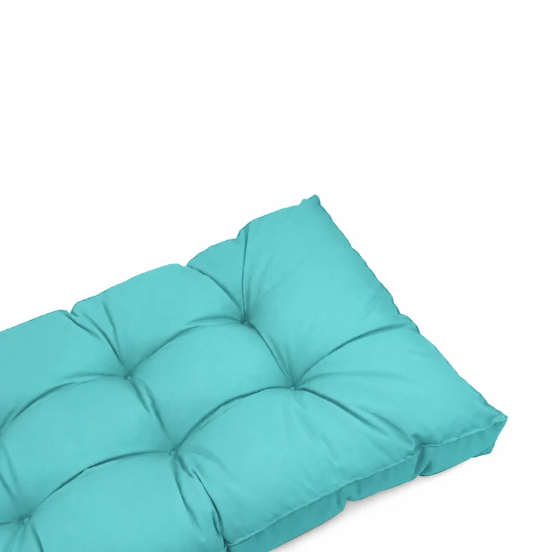 Ensemble Coussins Capitonné 50x50 Bleu Caraïbes - Épais 15cm & Moelleux (Assise + Dossier)