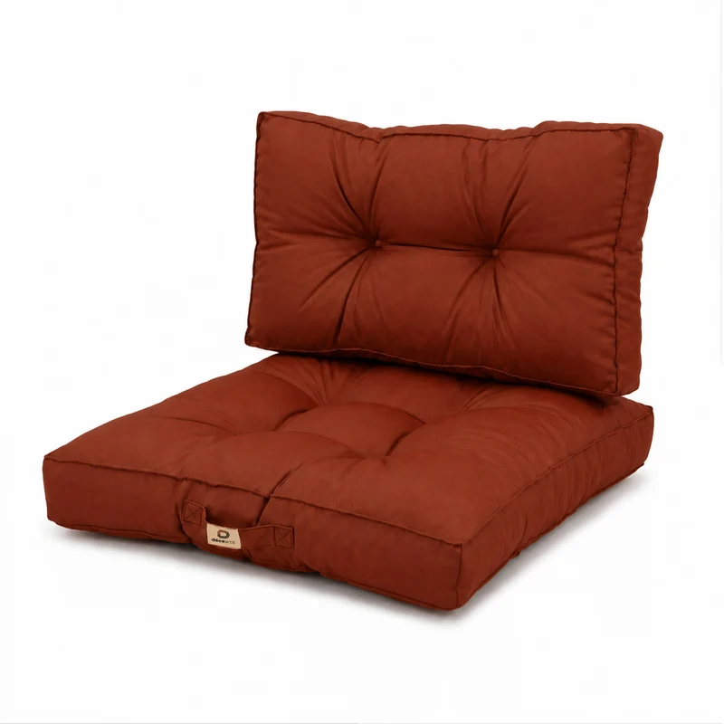 Ensemble Coussins Capitonné 60x60 Terracotta - Épais 15cm & Moelleux (Assise + Dossier)