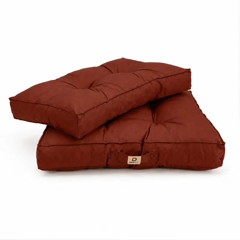 Ensemble Coussins Capitonné 60x60 Terracotta - Épais 15cm & Moelleux (Assise + Dossier)