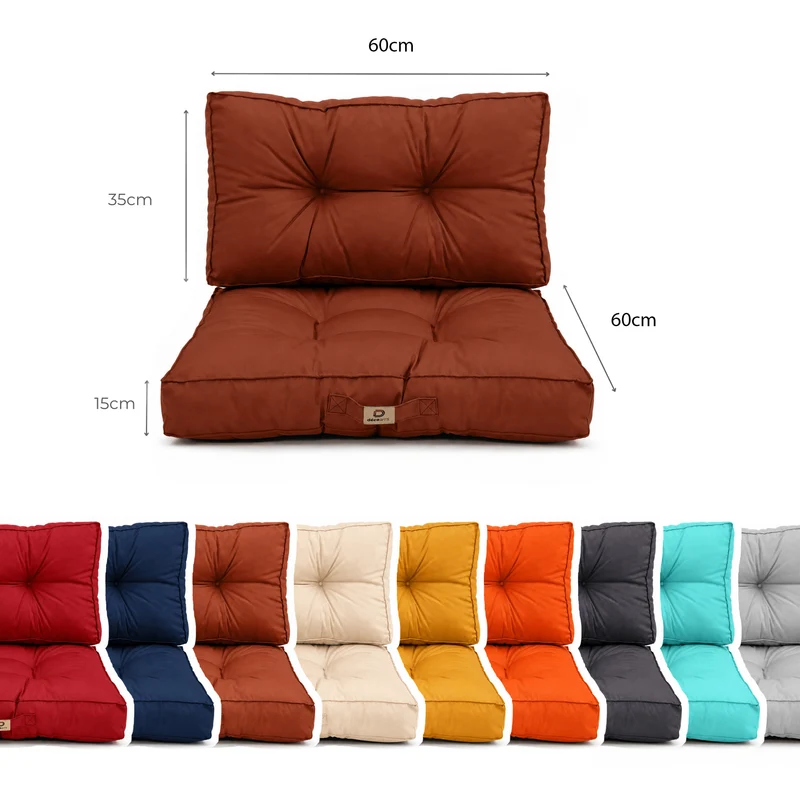 Ensemble Coussins Capitonné 60x60 Terracotta - Épais 15cm & Moelleux (Assise + Dossier)