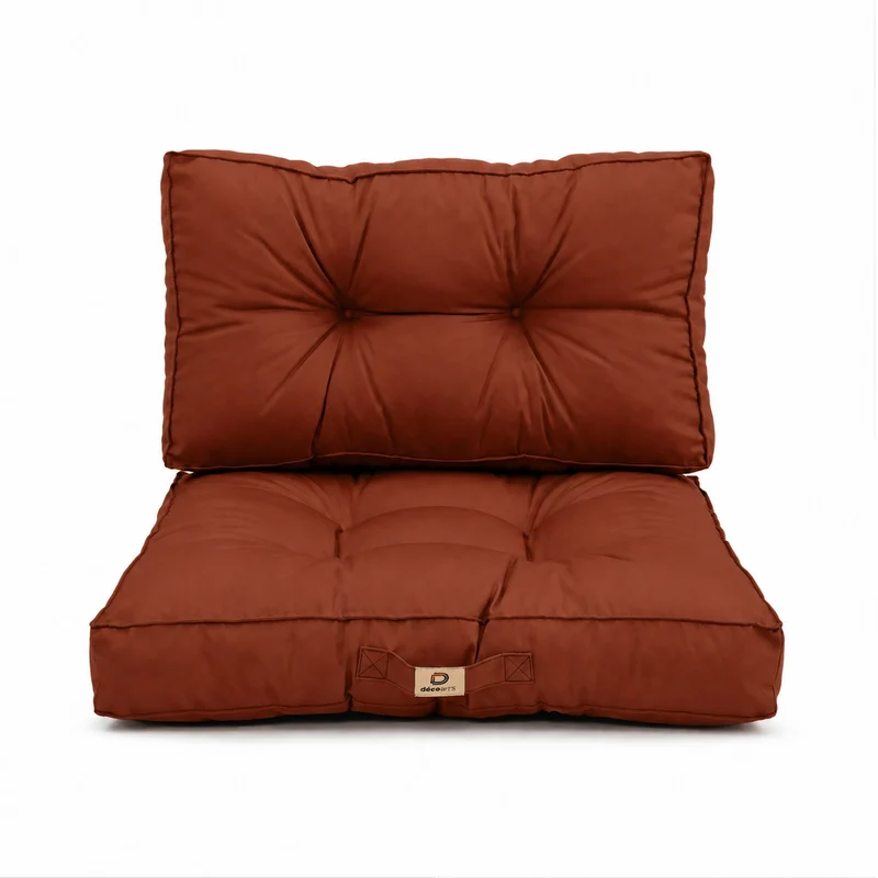 Ensemble Coussins Capitonné 60x60 Terracotta - Épais 15cm & Moelleux (Assise + Dossier)