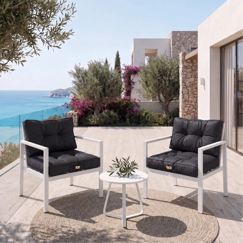 Ensemble Coussins Capitonné 60x60 Gris Carbone - Épais 15cm & Moelleux (Assise + Dossier)