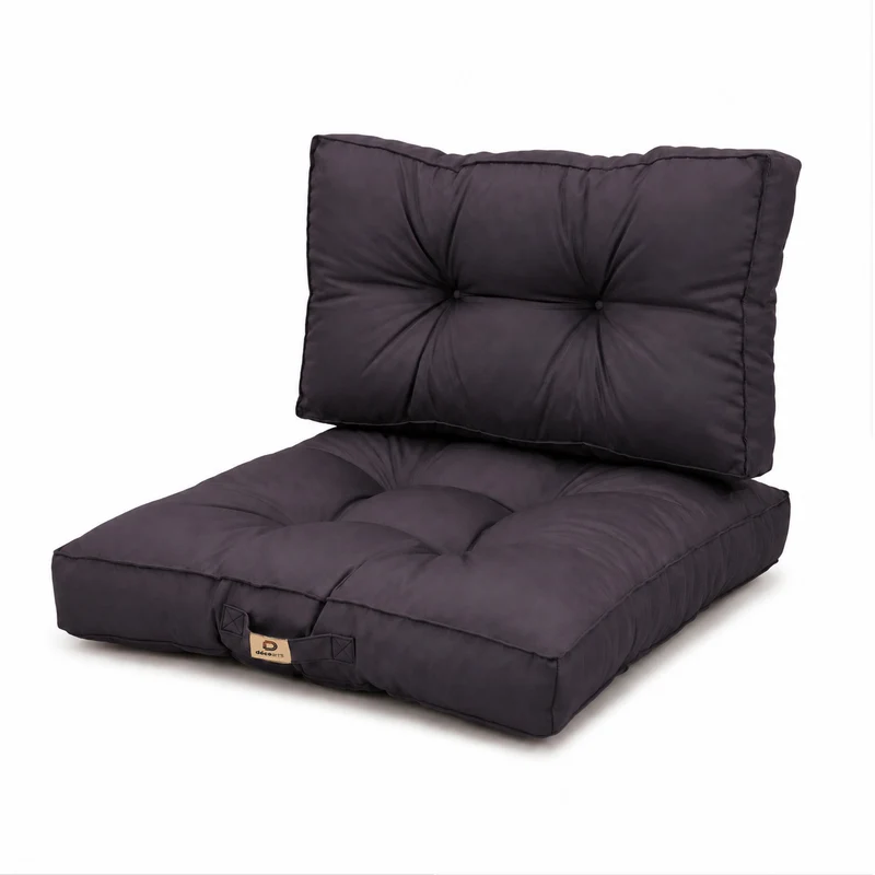 Ensemble Coussins Capitonné 60x60 Gris Carbone - Épais 15cm & Moelleux (Assise + Dossier)