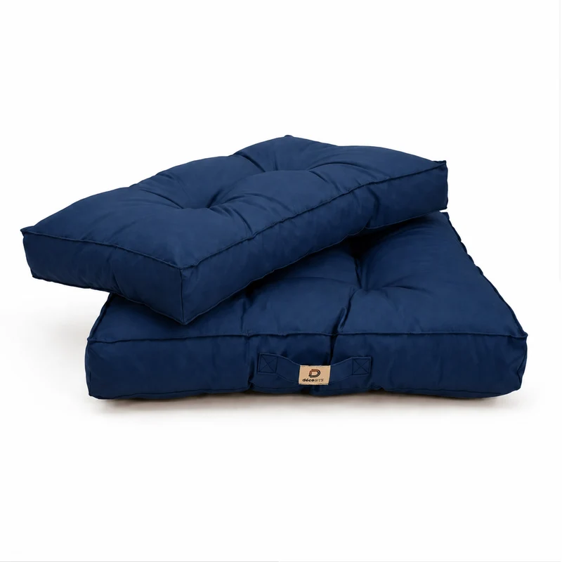 Ensemble Coussins Capitonné 60x60 Bleu Pétrole - Épais 15cm & Moelleux (Assise + Dossier)