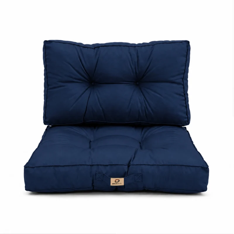 Ensemble Coussins Capitonné 60x60 Bleu Pétrole - Épais 15cm & Moelleux (Assise + Dossier)