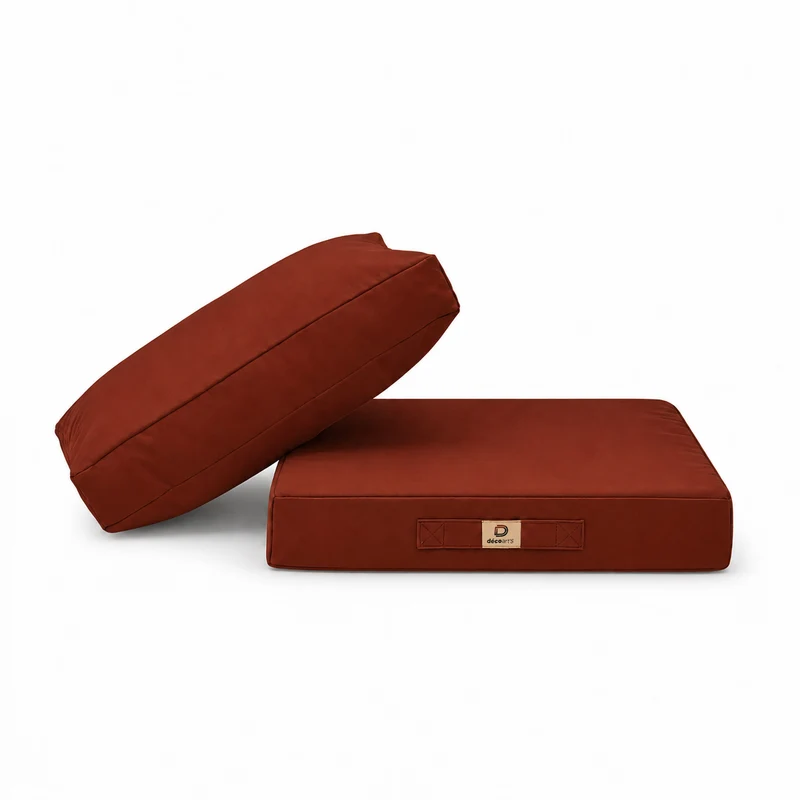 Ensemble Coussins Salon Jardin 60x60 Terracotta - Déhoussable & Anti-UV (Assise + Dossier)