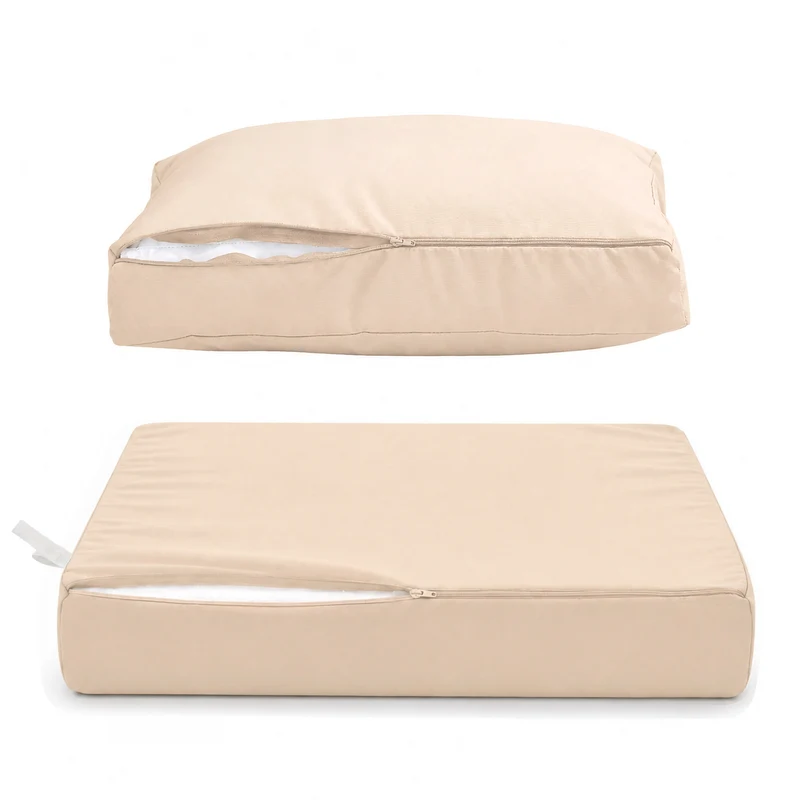 Ensemble Coussins Salon Jardin 60x60 Beige - Déhoussable & Anti-UV (Assise + Dossier)