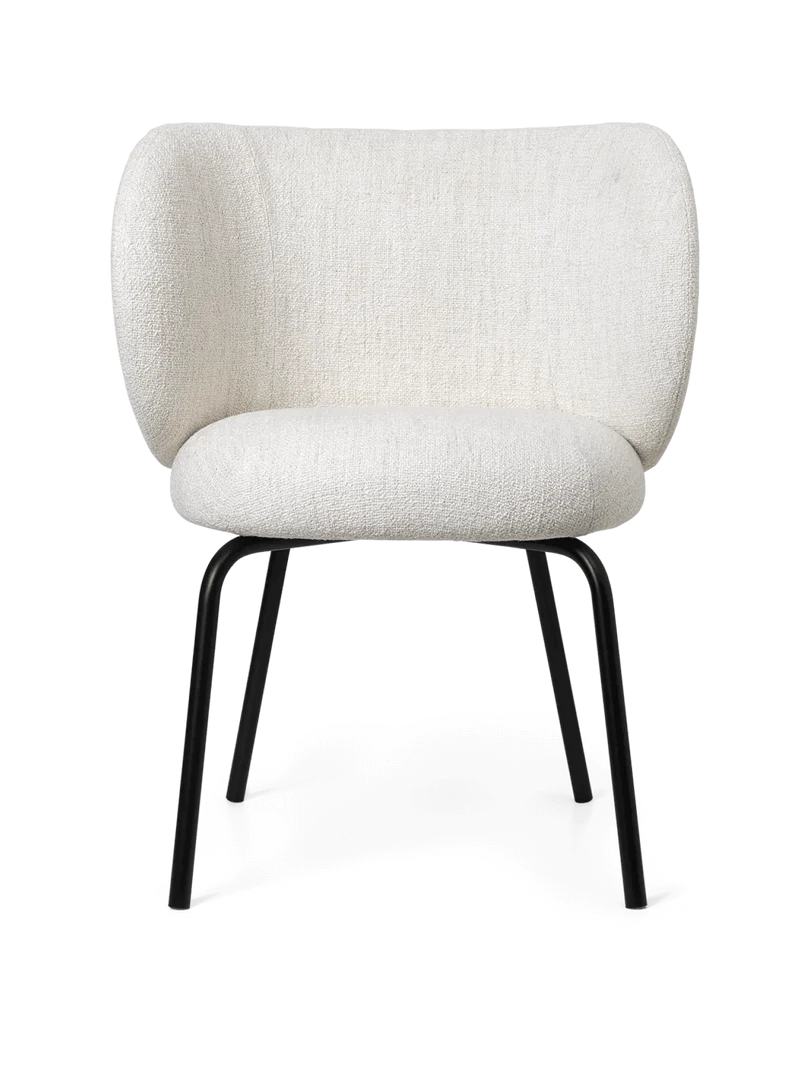 Rico Dining Chair - Black - Bouclé - Off-White
