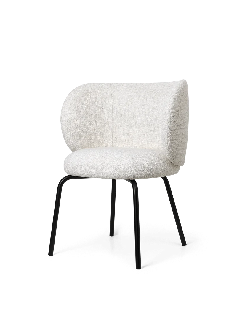 Rico Dining Chair - Black - Bouclé - Off-White