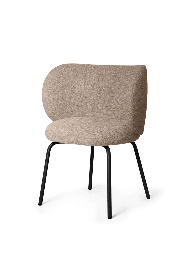 Rico Dining Chair - Black - Bouclé - Sand