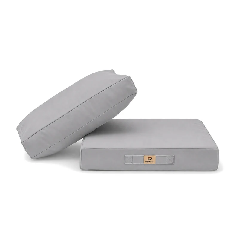 Ensemble Coussins Salon Jardin 50x50 Gris Galet - Déhoussable & Anti-UV (Assise + Dossier)