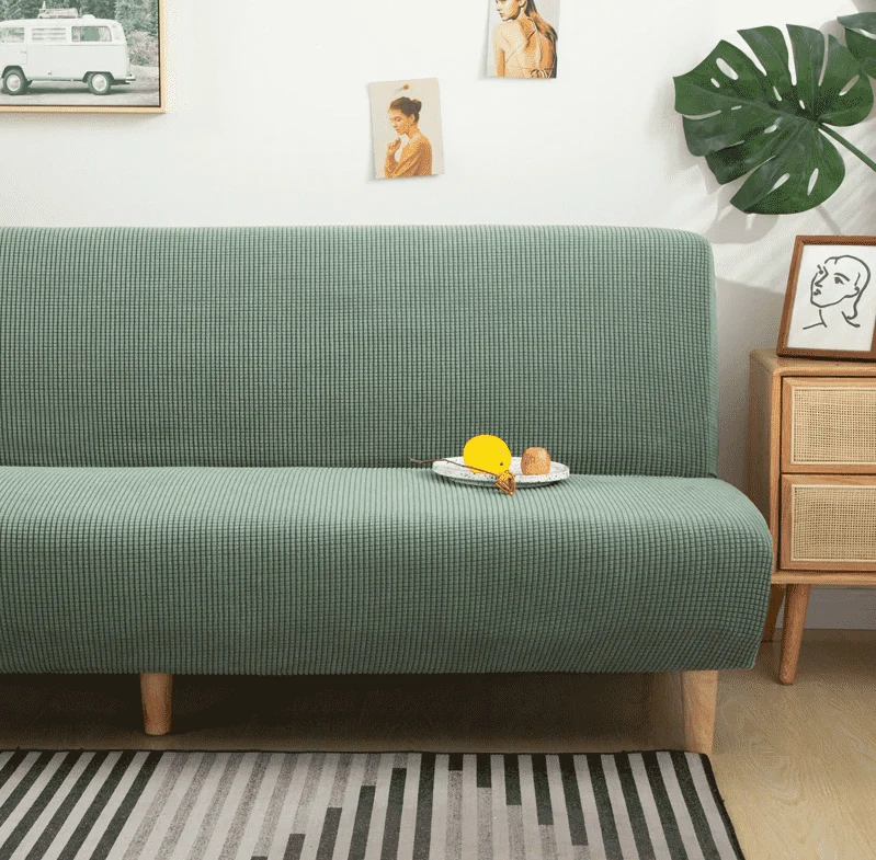 Housse clic clac en tissu polaire sans accoudoir - Housse bz couleur unie pour salon