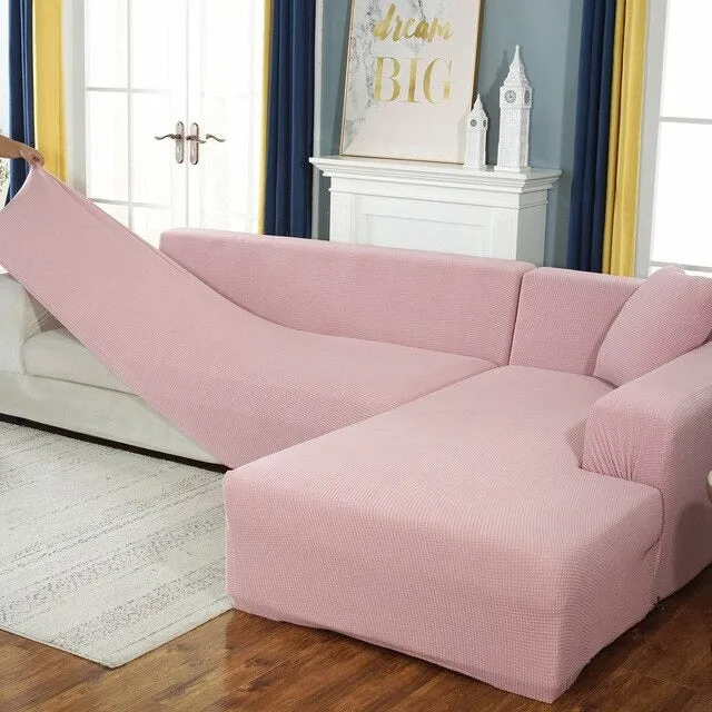 Housse de Canapé d'Angle Universelle - Rose - Installation Facile