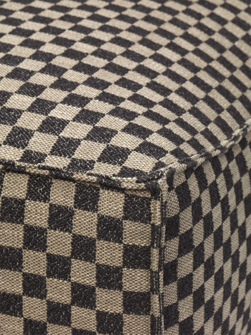 Catena Pouf Rectangular L501 - Check - Sand/Black