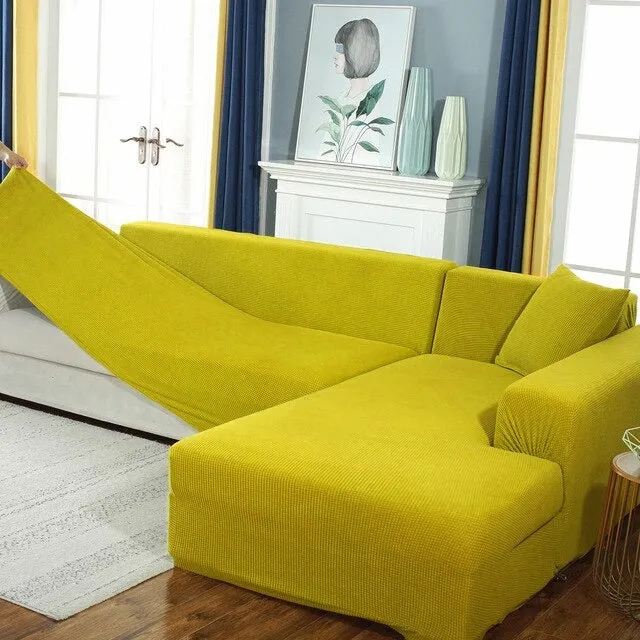 Housse de Canapé d'Angle Universelle - Jaune - Protection Optimale