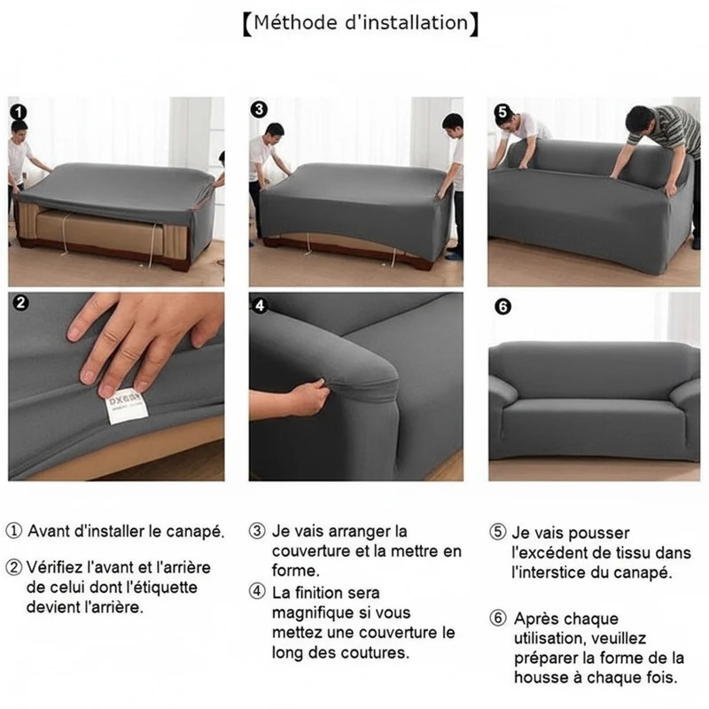 Housse pour canapé d'angle universelle gris - Protege canapé angle en polyester pour domicile