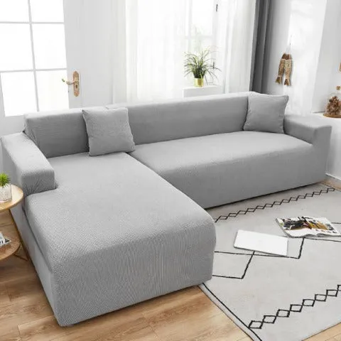 Housse canapé d'angle universelle à design matelassé - Plaid canapé d'angle gris pour maison