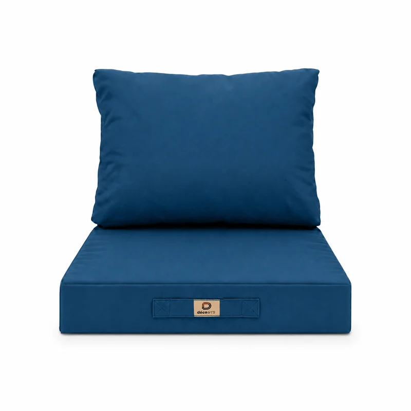 Ensemble Coussins Salon Jardin 50x50 Bleu Pétrole - Déhoussable & Anti-UV (Assise + Dossier)