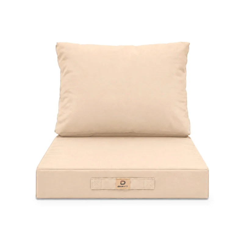 Ensemble Coussins Salon Jardin 50x50 Beige - Déhoussable & Anti-UV (Assise + Dossier)
