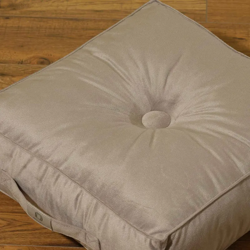 Lot de 2 Poufs Velours 40x40 Gris Clair - Épais 14cm (Coussin de Sol Intérieur)