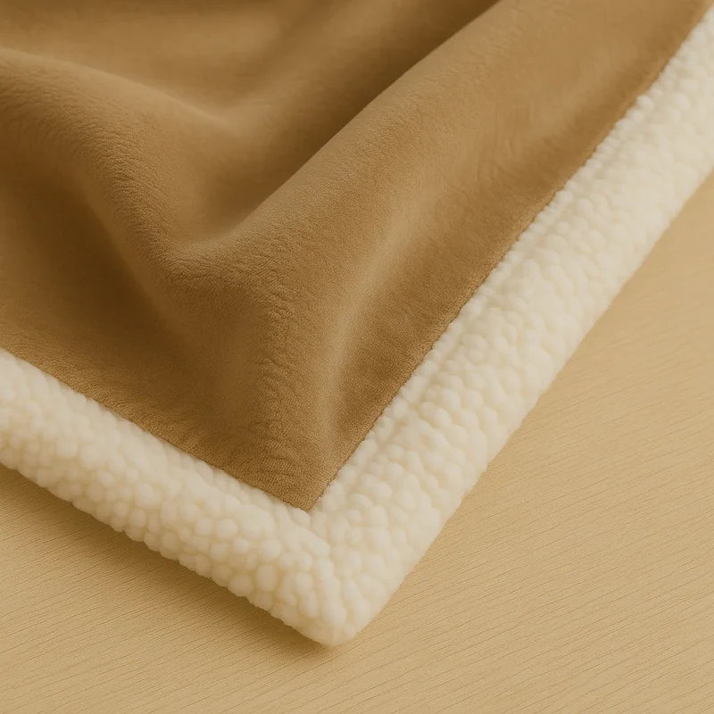 Plaid Sherpa Flanelle 150x200 Beige - Double Face Épais 480g/m² (Spécial Canapé)