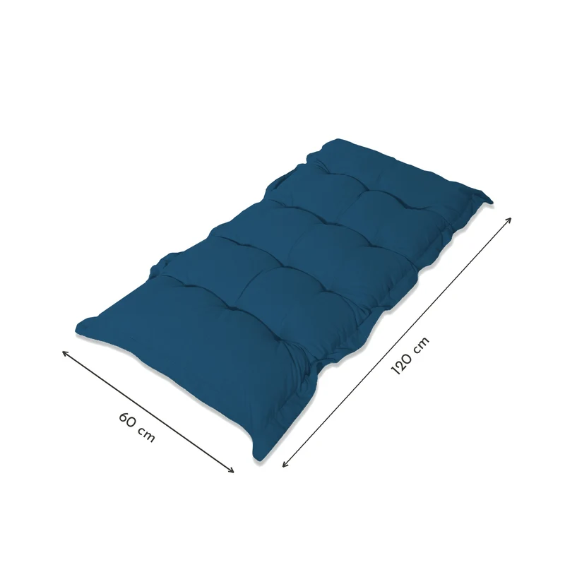 Coussin Banc & Sol Capitonné 120x60 Bleu Pétrole - Épais 10cm (Polyvalent)