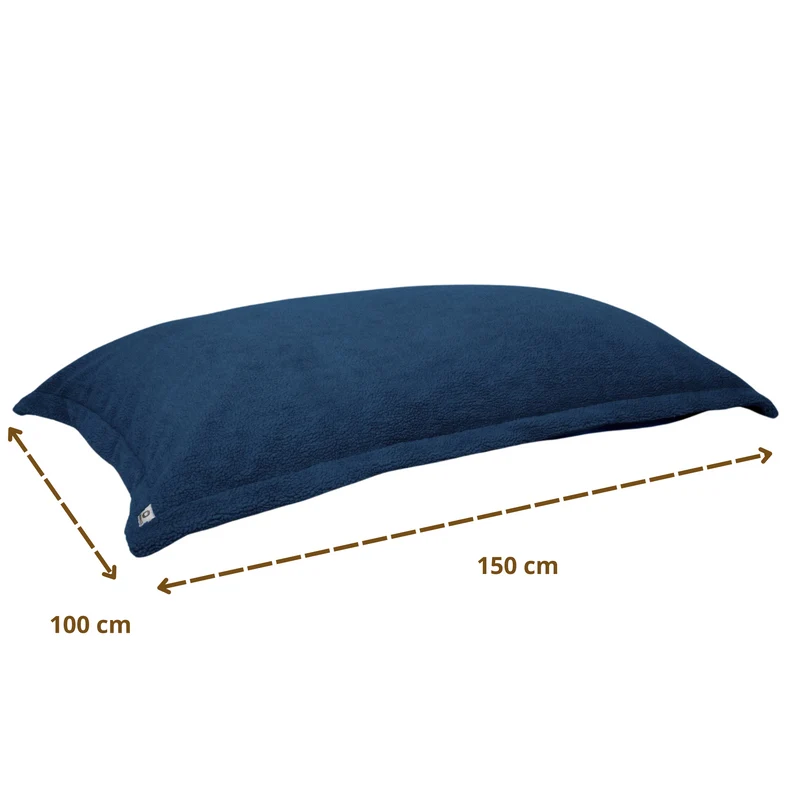Pouf Coussin Géant XL 150x100 Bleu Pétrole - Sherpa & Mousse (Cocon de Sol)