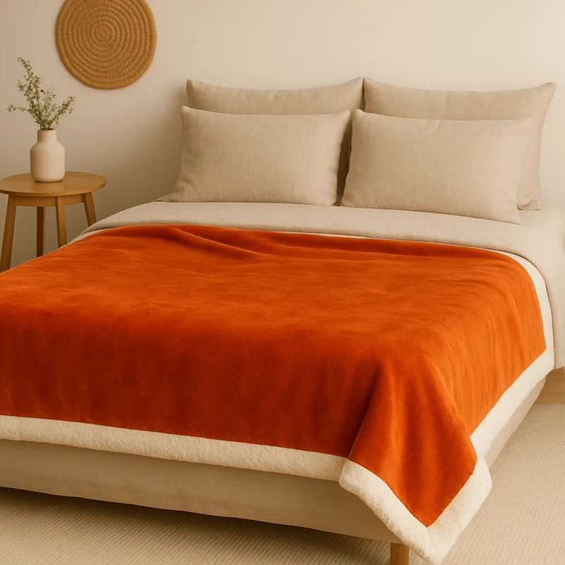 Plaid Sherpa Flanelle XXL 200x240 Terracotta - Couvre-Lit Épais 480g/m² (Taille Couple)
