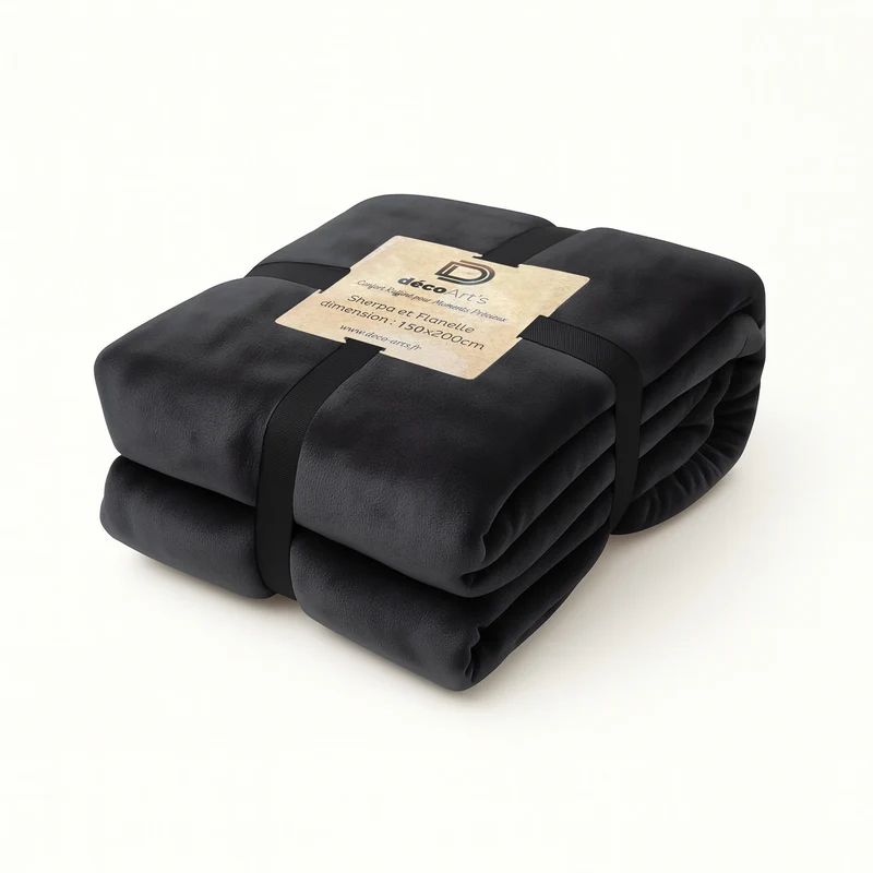 Plaid Sherpa Flanelle 150x200 Gris Anthracite - Double Face Épais 480g/m² (Spécial Canapé)