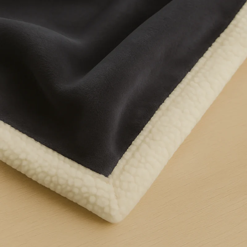 Plaid Sherpa Flanelle 150x200 Gris Anthracite - Double Face Épais 480g/m² (Spécial Canapé)