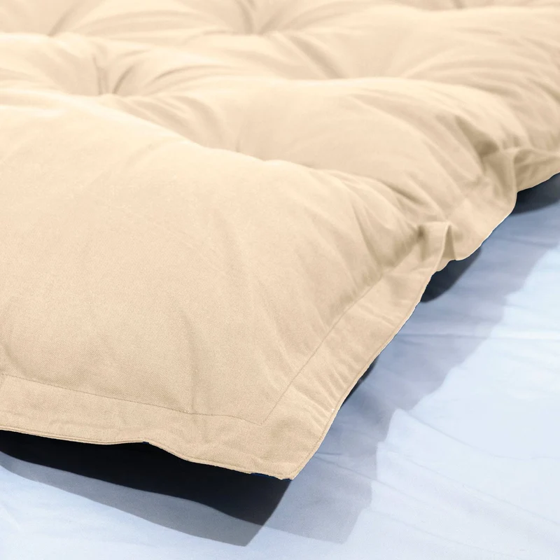Matelas de Sol XXL 195x100 Beige - Épais 15cm (Lit d'Appoint & Jeu)