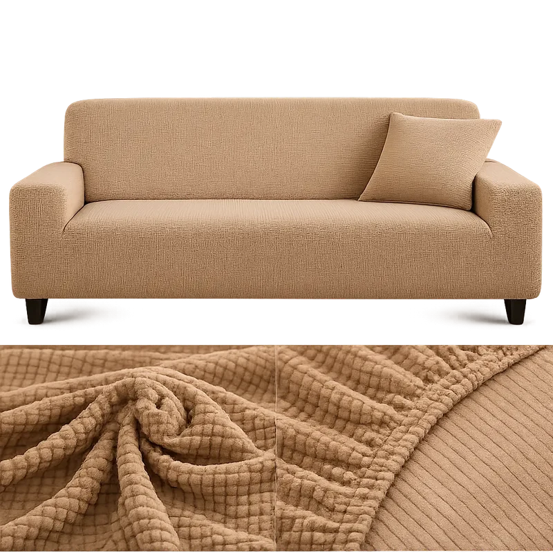 Microfibre Camel - Housse de Canapé Extensible