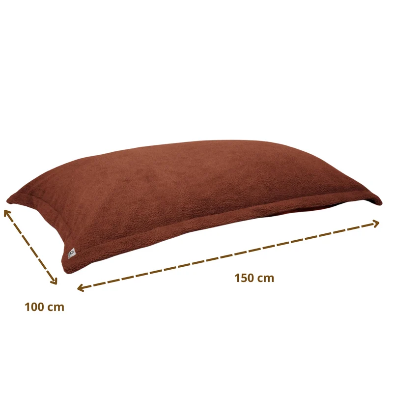 Pouf Coussin Géant XL 150x100 Terracotta - Sherpa & Mousse (Cocon de Sol)