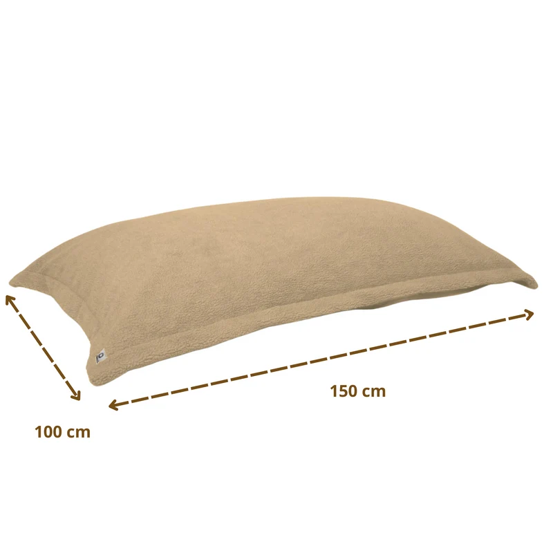 Pouf Coussin Géant XL 150x100 Beige - Sherpa & Mousse (Cocon de Sol)