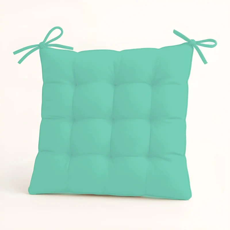 Lot de 4 Galettes de Chaise 40x40 Vert Mint - Intérieur & Extérieur (Déperlant avec Attaches)
